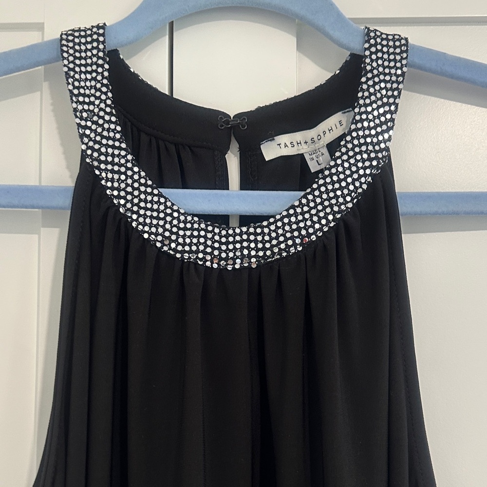 Tash + Sophie Black Midi Dress with Silver Accents